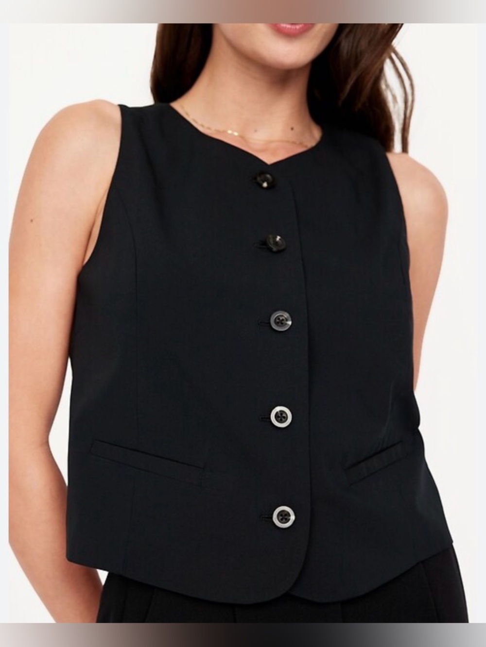 High Neck Button Down Black Vest Old Navy Size Large NWT